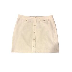 Marc New York Andrew Marc Ivory Tweed Button Front A-Line Skirt Size 16